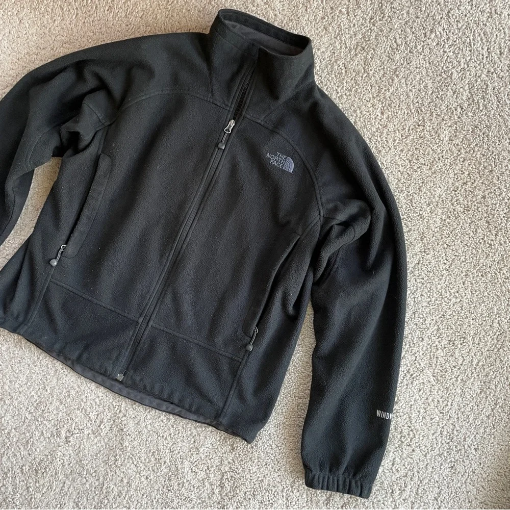 The North Face Men's Black Fleece Windwall Mock Neck Full Zip Jacket Size Medium